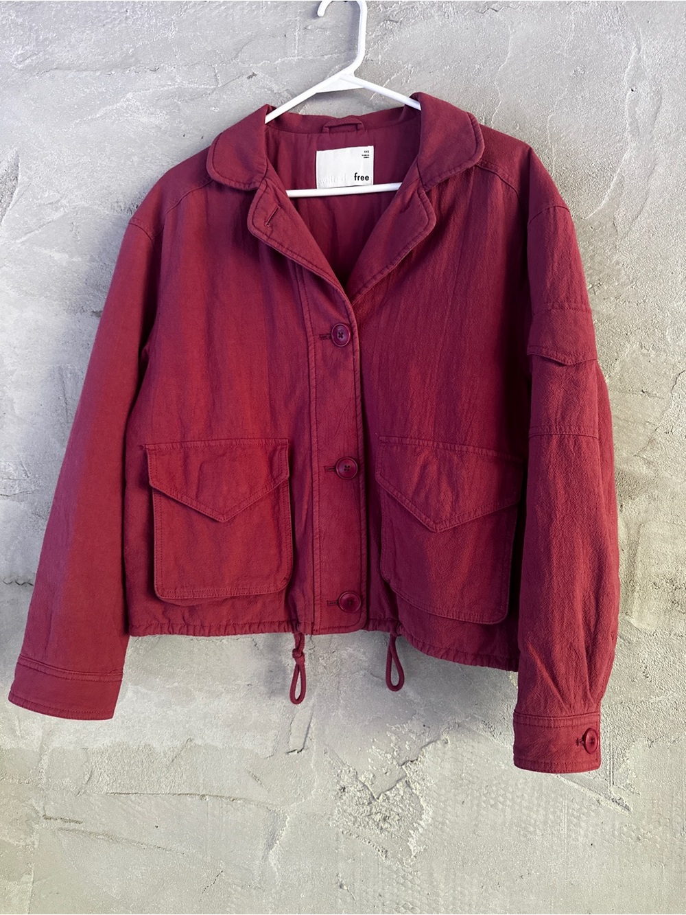 🍷 Wilfred Free Aritzia Burgundy Utility Jacket XXS